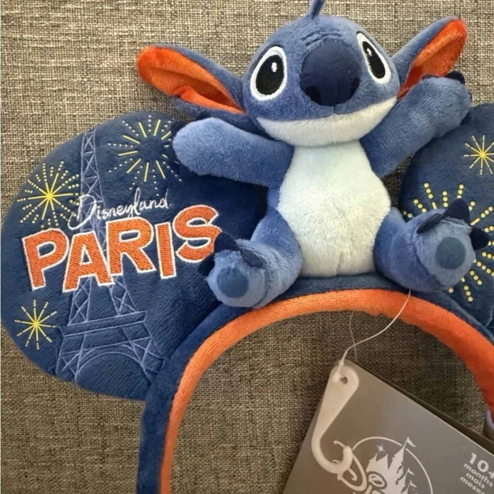 Disney Parks Disneyland Paris Stitch Plush Minnie Mouse Ears Headband NWT